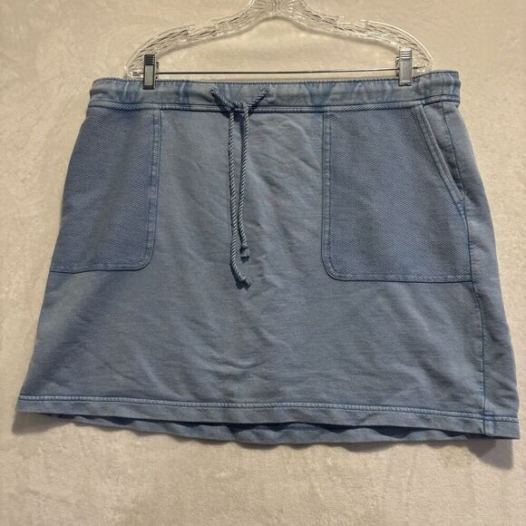 J. Jill Cotton Terry Tie-Waist Pull On Casual Skirt Light Powder Blue Size Large - Picture 1 of 16